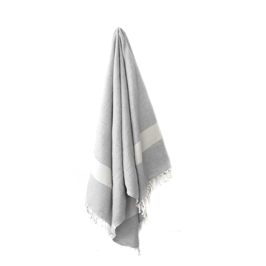 Organic Turkish Maya grey towel hanging