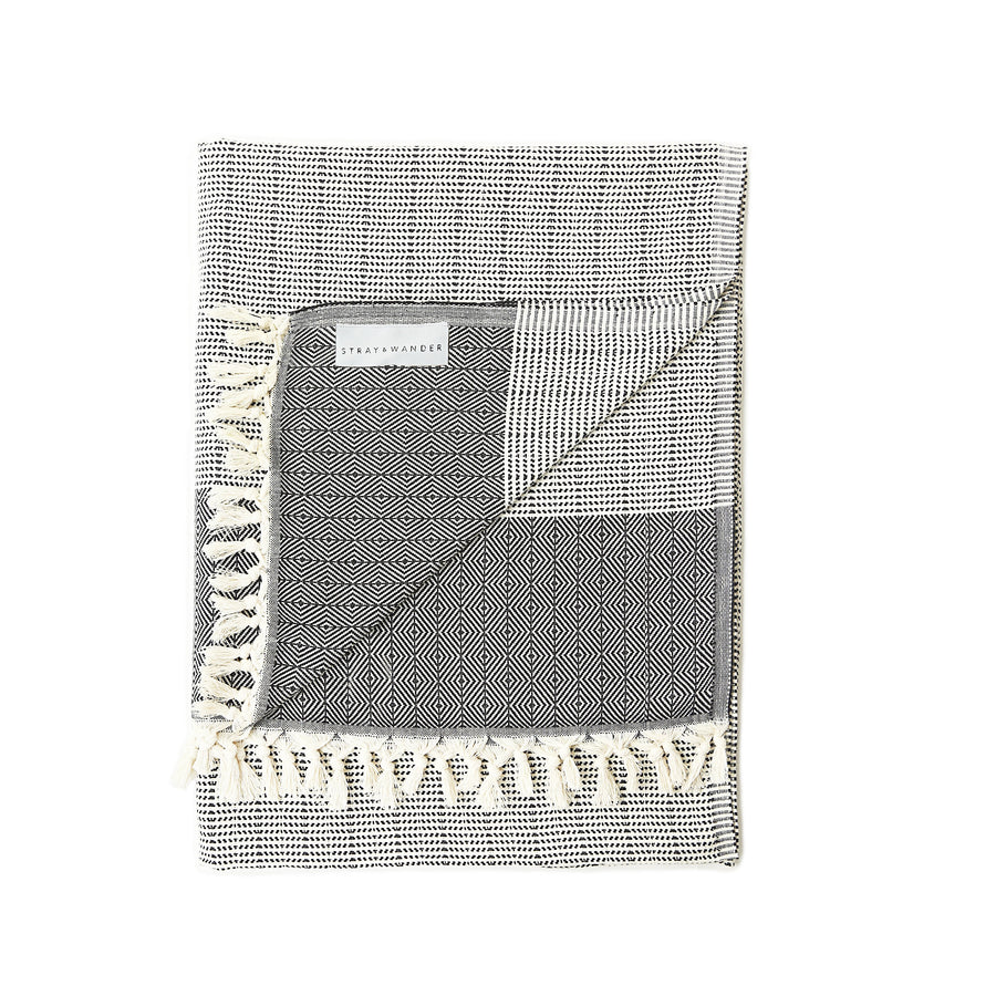Black organic Turkish Repose blanket folded