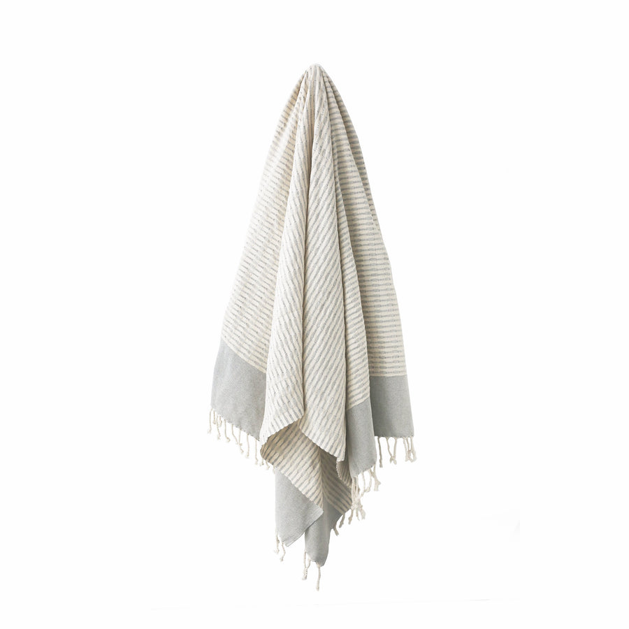 Organic Turkish Coastal grey towel hanging