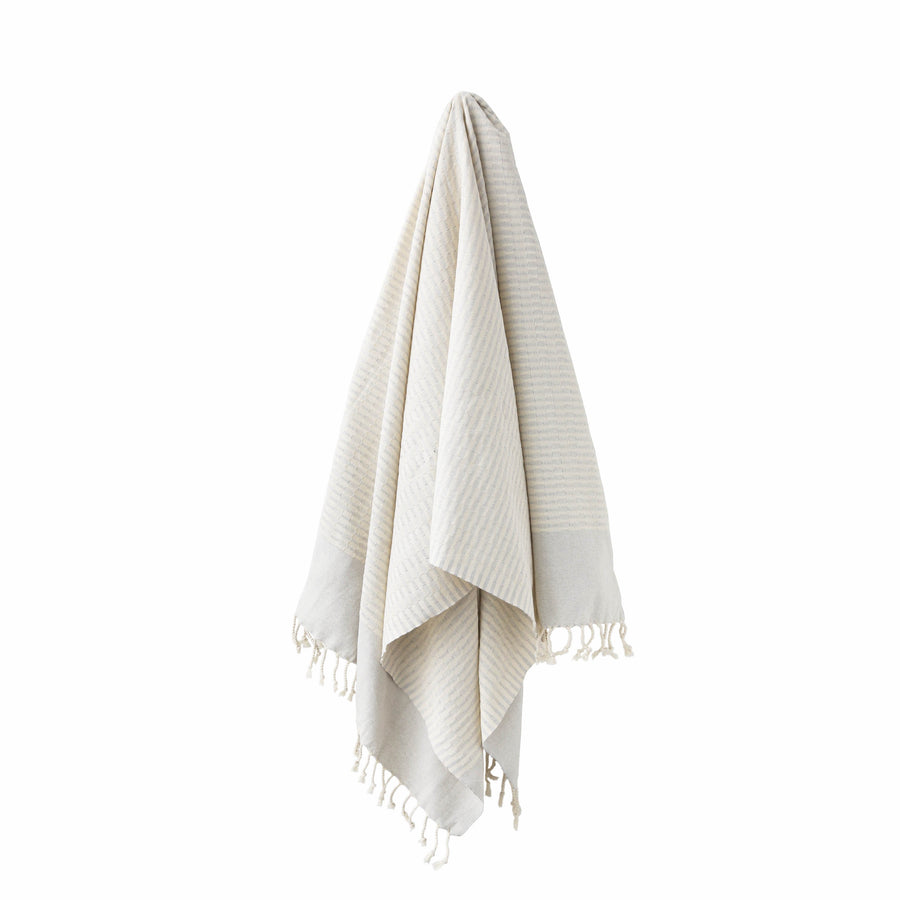 Organic Turkish Coastal silver grey towel hanging
