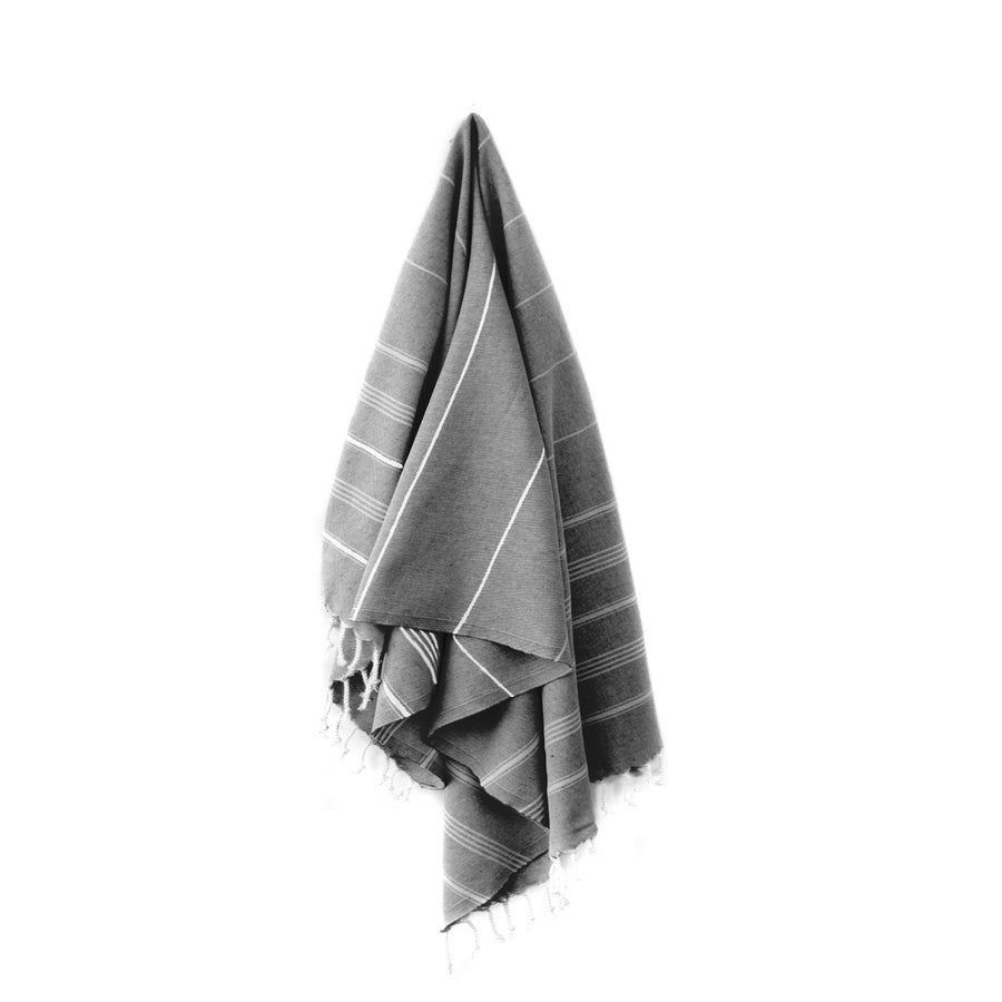 Organic Turkish Cove black towel hanging