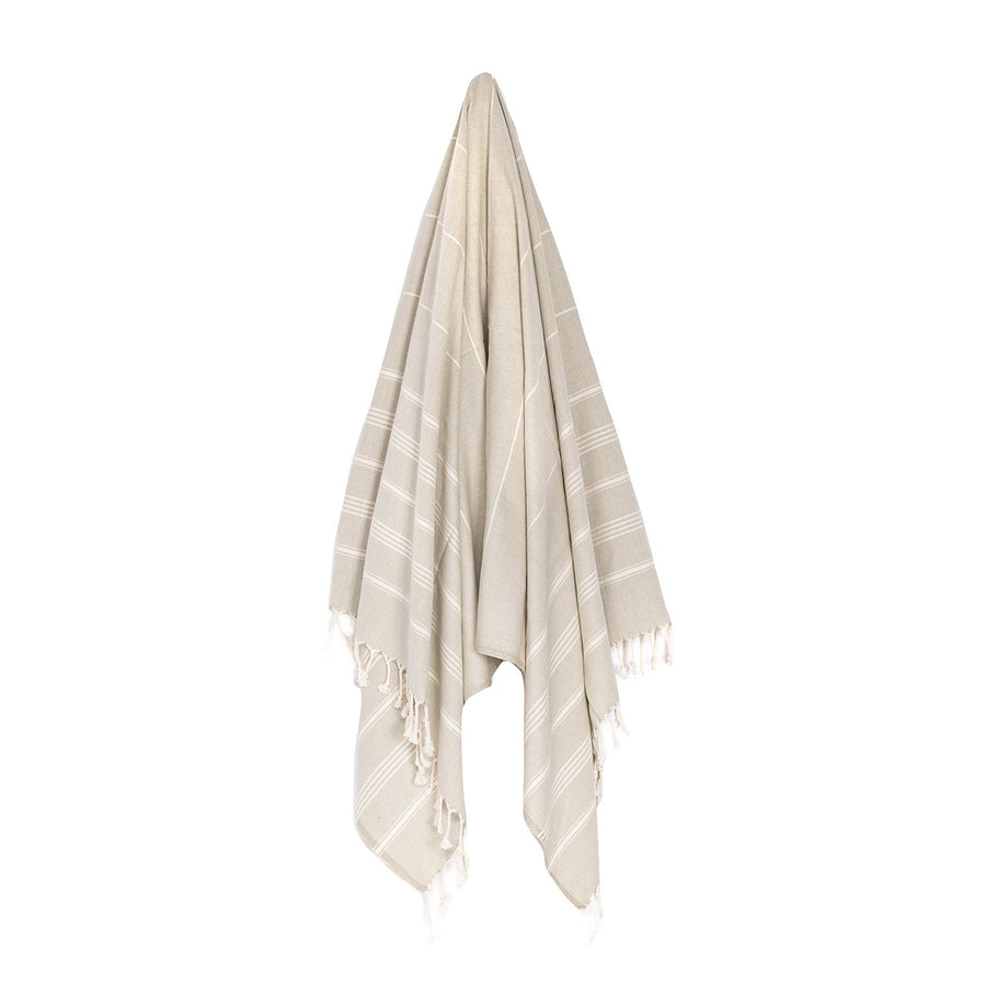 Organic Turkish Cove olive towel hanging