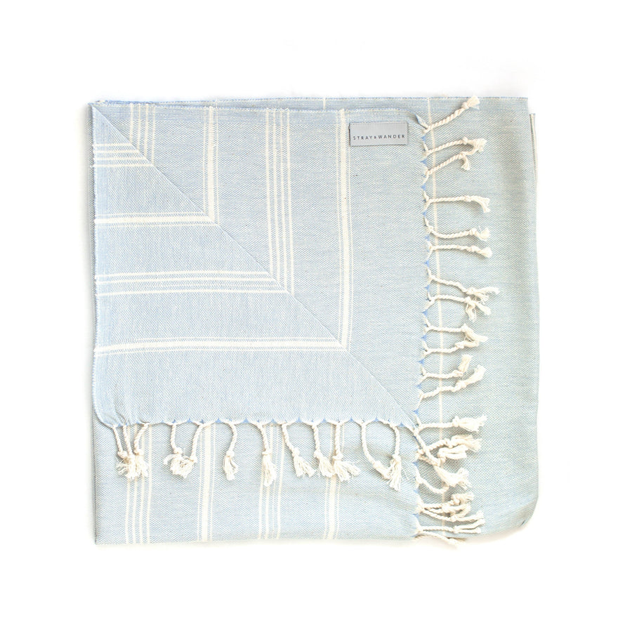 Organic Turkish Cove pastel blue towel flat