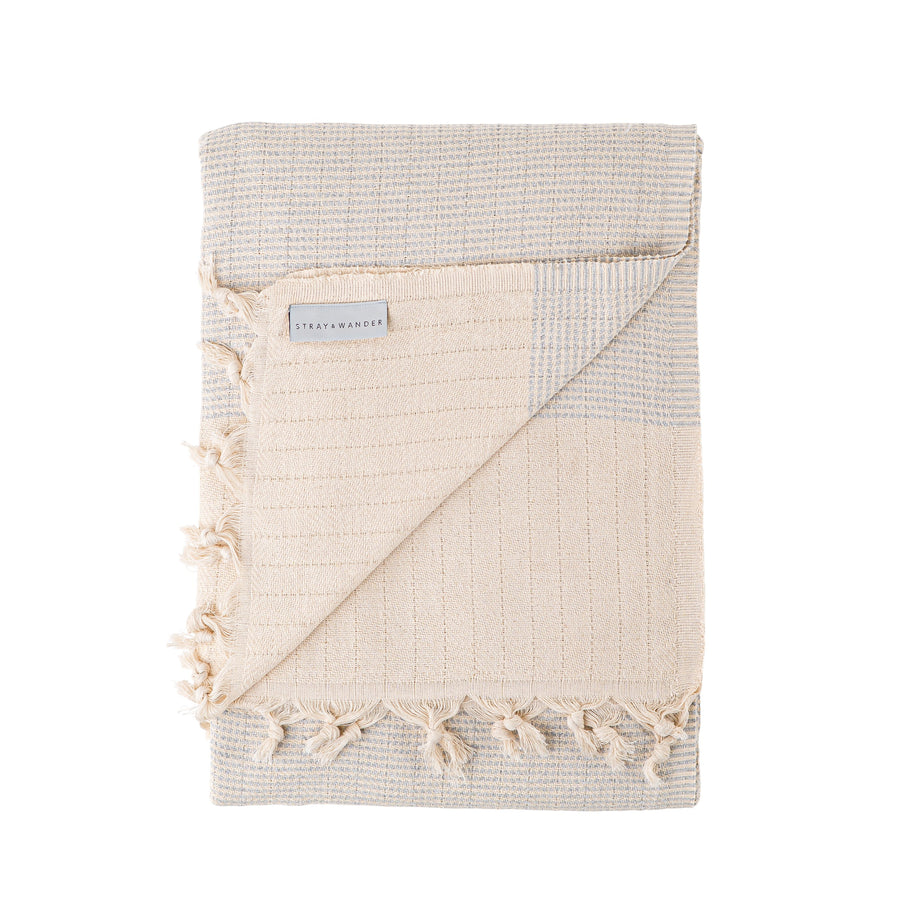 Cream Silver Grey organic Turkish Repose blanket folded