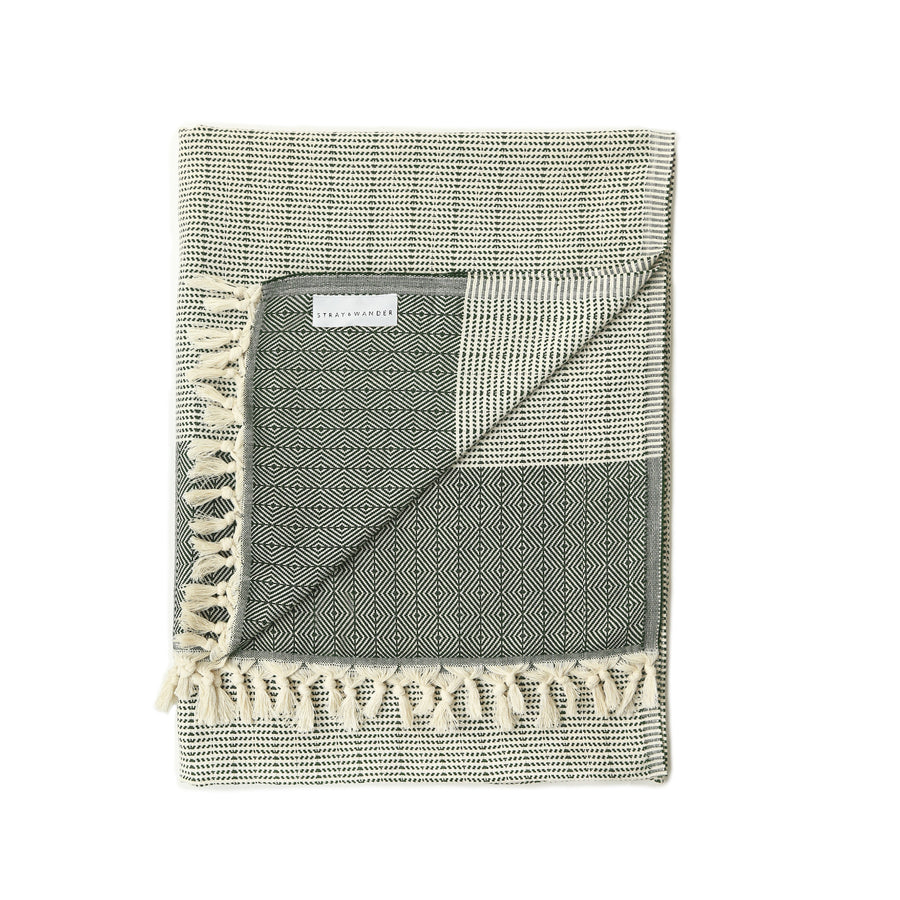 Dark Green organic Turkish Repose blanket folded
