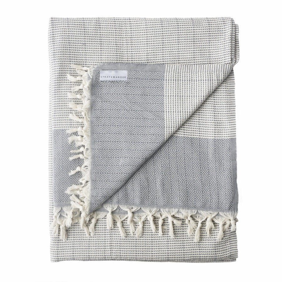 Dark Grey organic Turkish Repose blanket folded