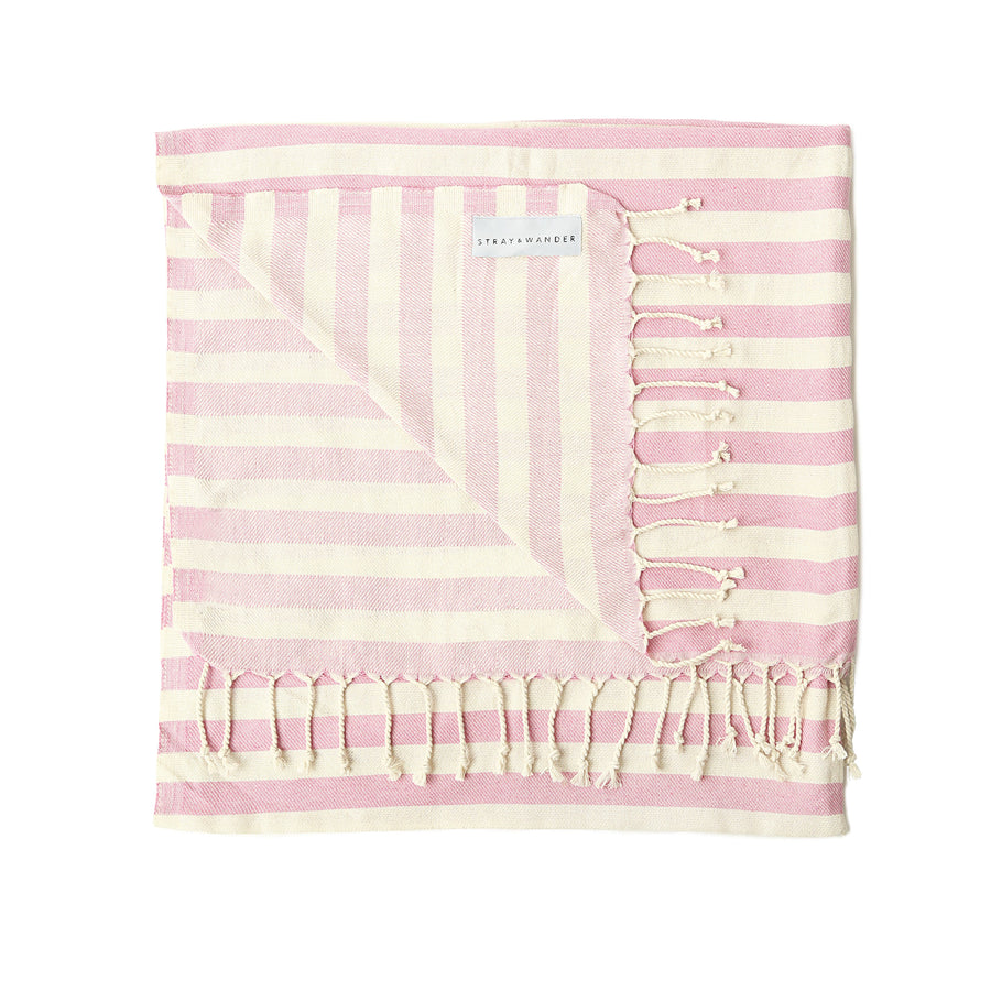 Organic Turkish Harbour bright pink towel flat