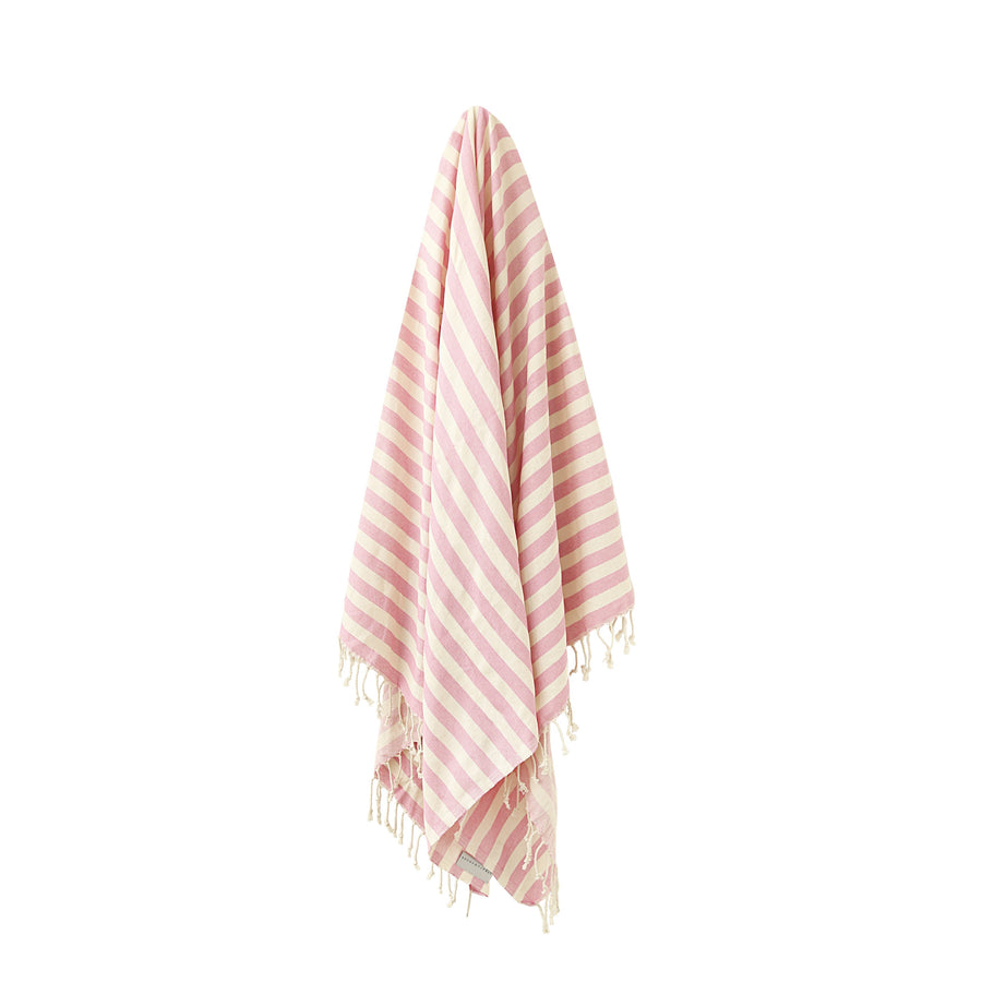 Organic Turkish Harbour bright pink towel hanging