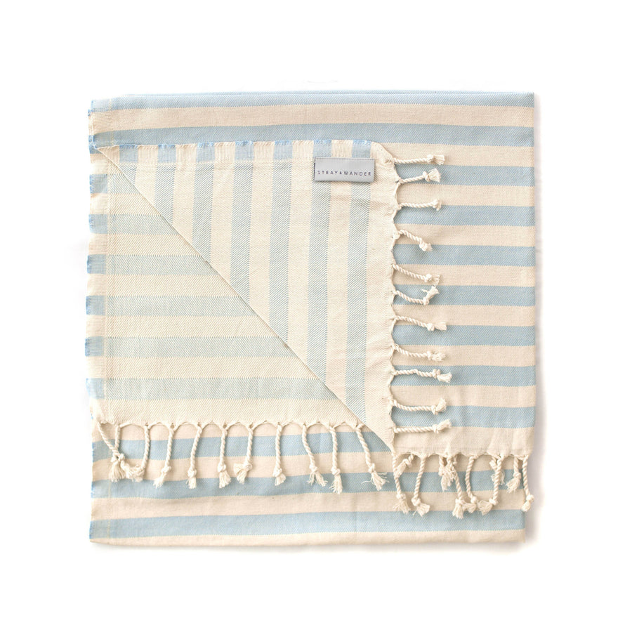 Organic Turkish Harbour crystal blue towel flat