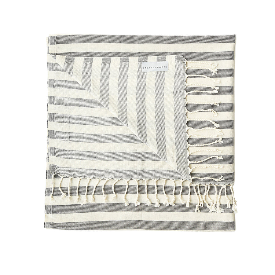 Organic Turkish Harbour dark grey towel flat