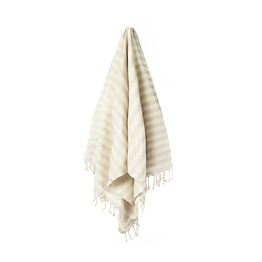 Organic Turkish Harbour light grey towel hanging