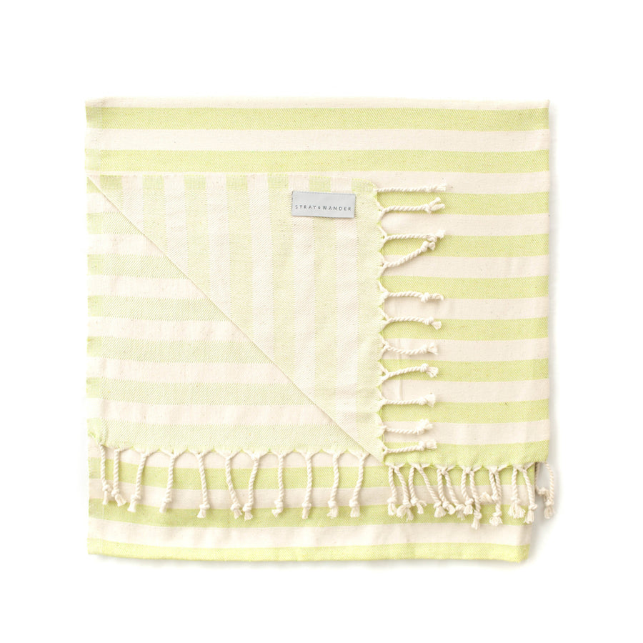 Organic Turkish Harbour lime green towel flat