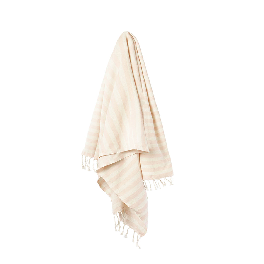 Organic Turkish Harbour powder pink towel hanging