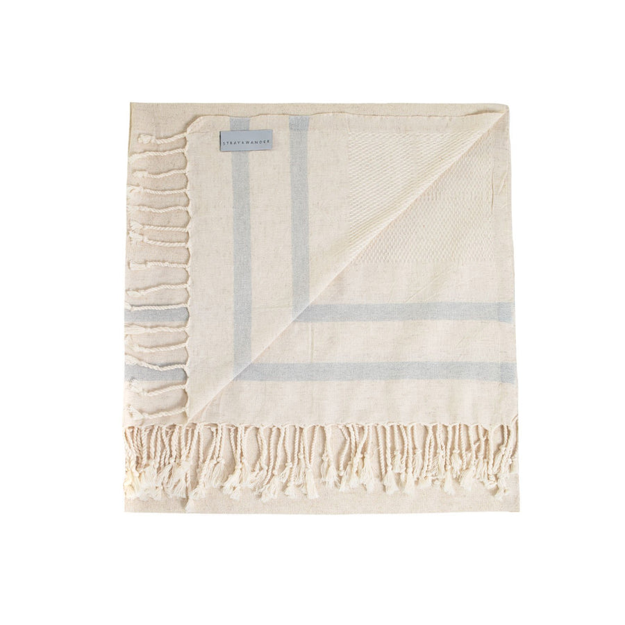 Organic Turkish Lagoon beige and grey towel flat