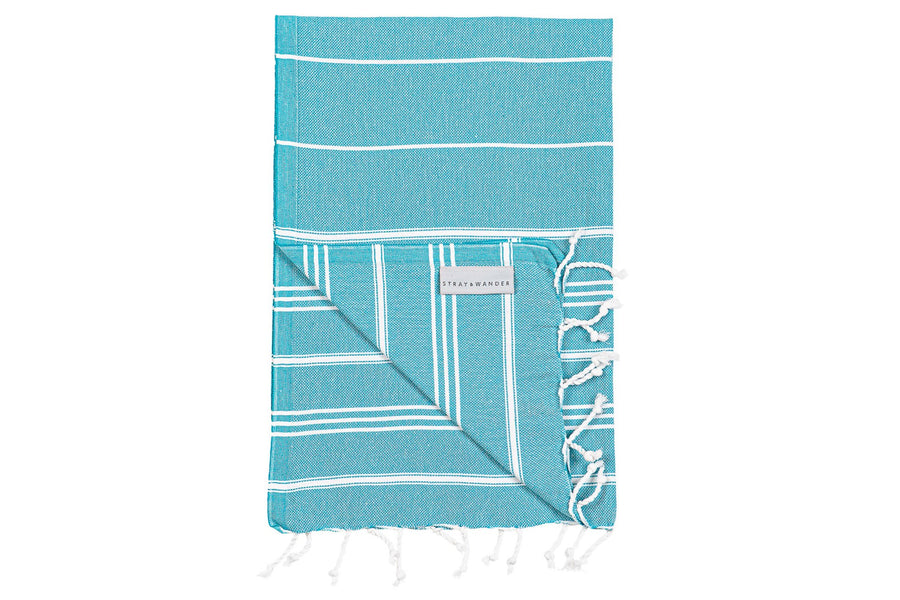 Organic Turkish Marin Aqua towel folded