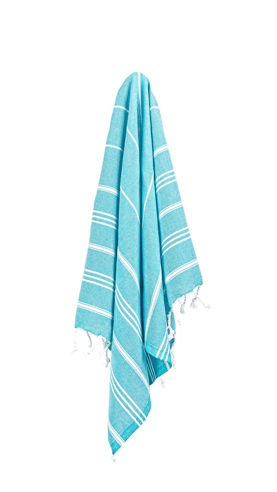 Organic Turkish Marin Aqua towel hanging