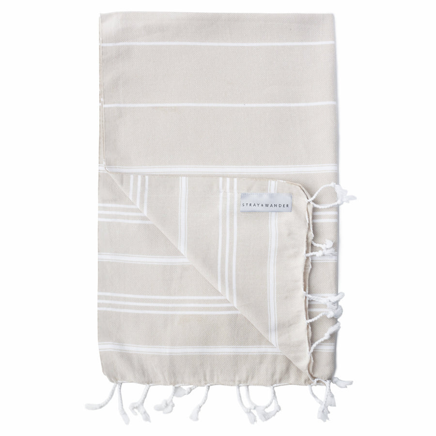 Organic Turkish Marin Beige towel folded