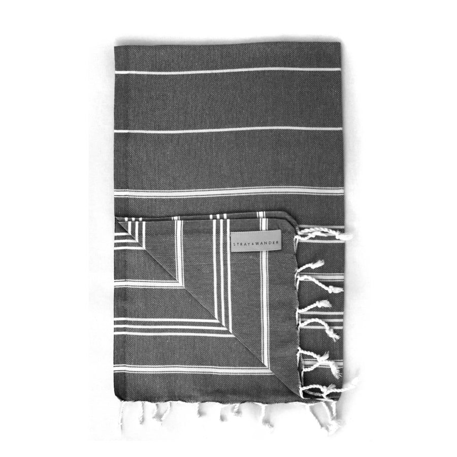 Organic Turkish Marin Black towel folded