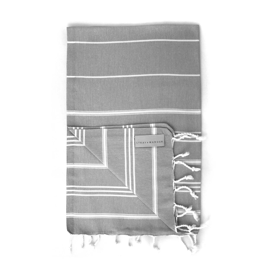 Organic Turkish Marin Dark Grey towel folded