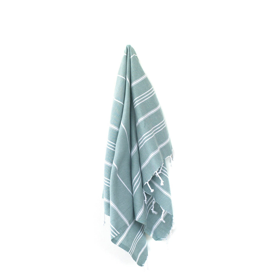 Organic Turkish Marin Green towel hanging