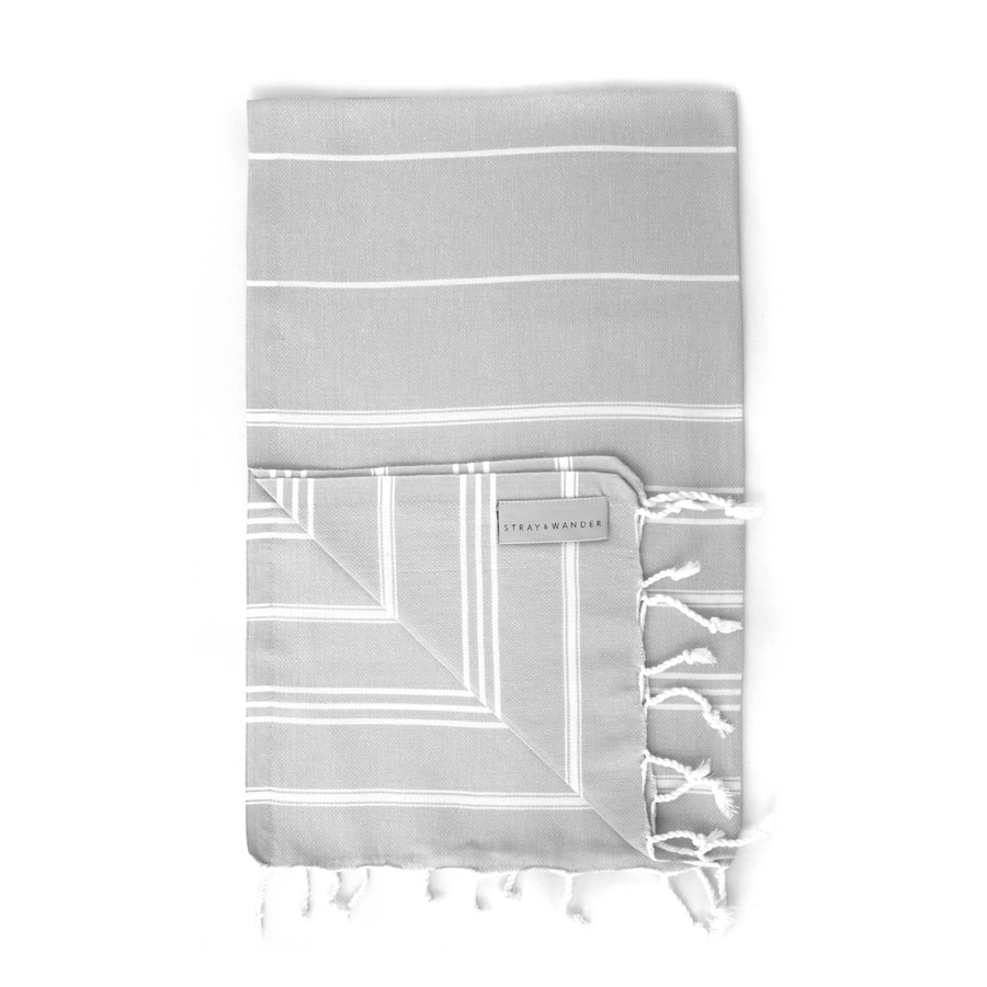 Organic Turkish Marin Light Grey towel folded