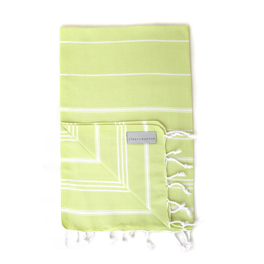 Organic Turkish Marin Lime Green towel folded