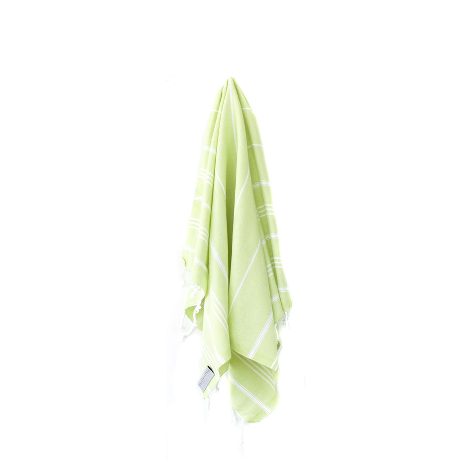 Organic Turkish Marin Lime Green towel hanging