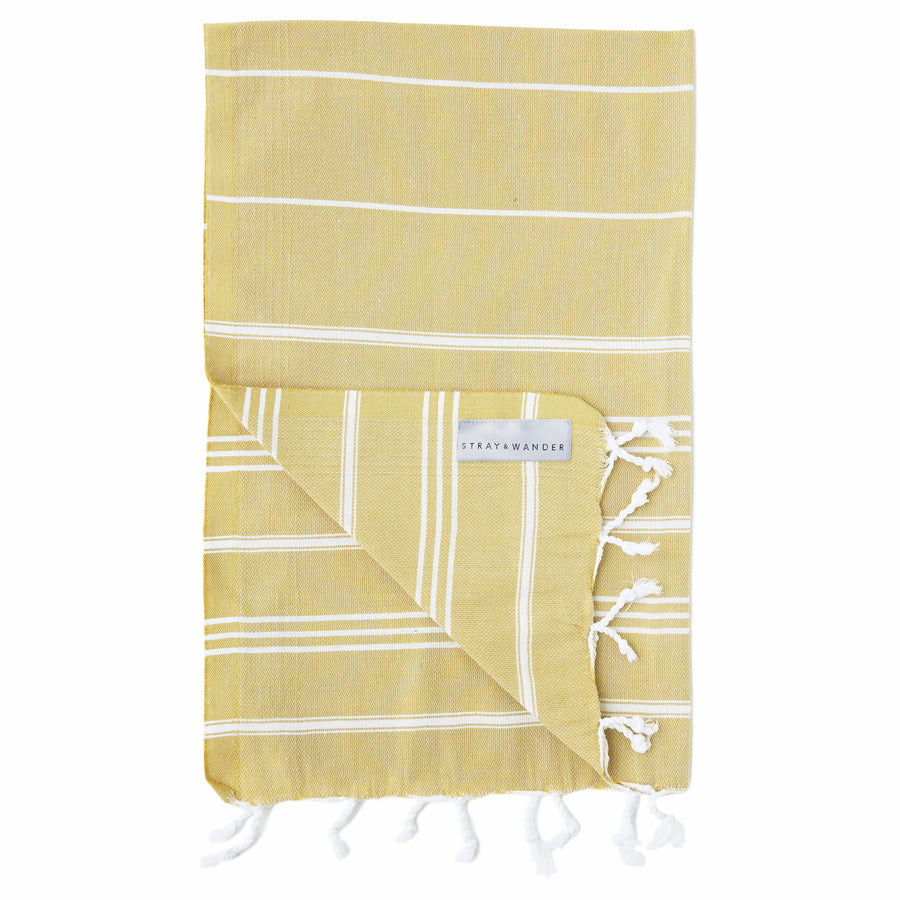 Organic Turkish Marin Mustard Yellow towel folded