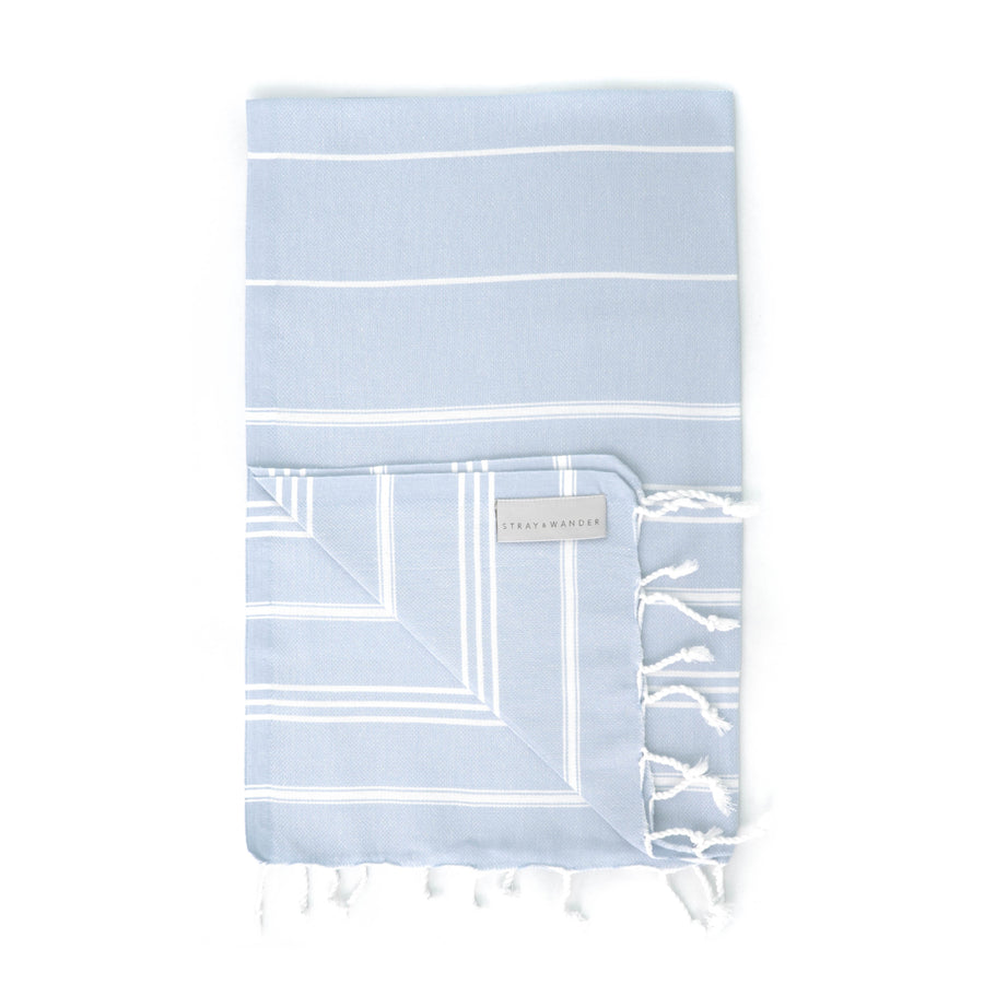 Organic Turkish Marin Powder Blue towel folded