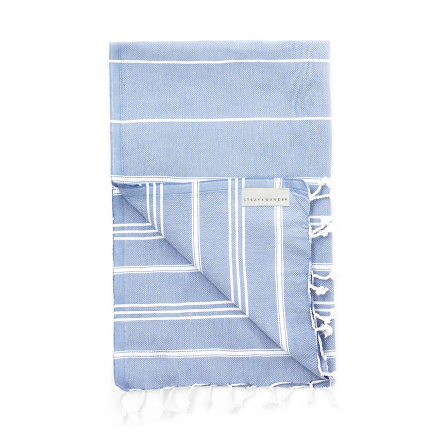 Organic Turkish Marin Blue towel folded