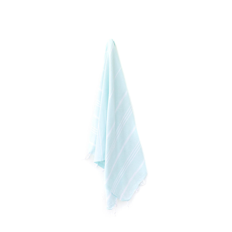 Organic Turkish Marin Turquoise towel hanging