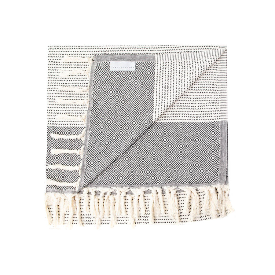 Organic Turkish Repose black towel flat