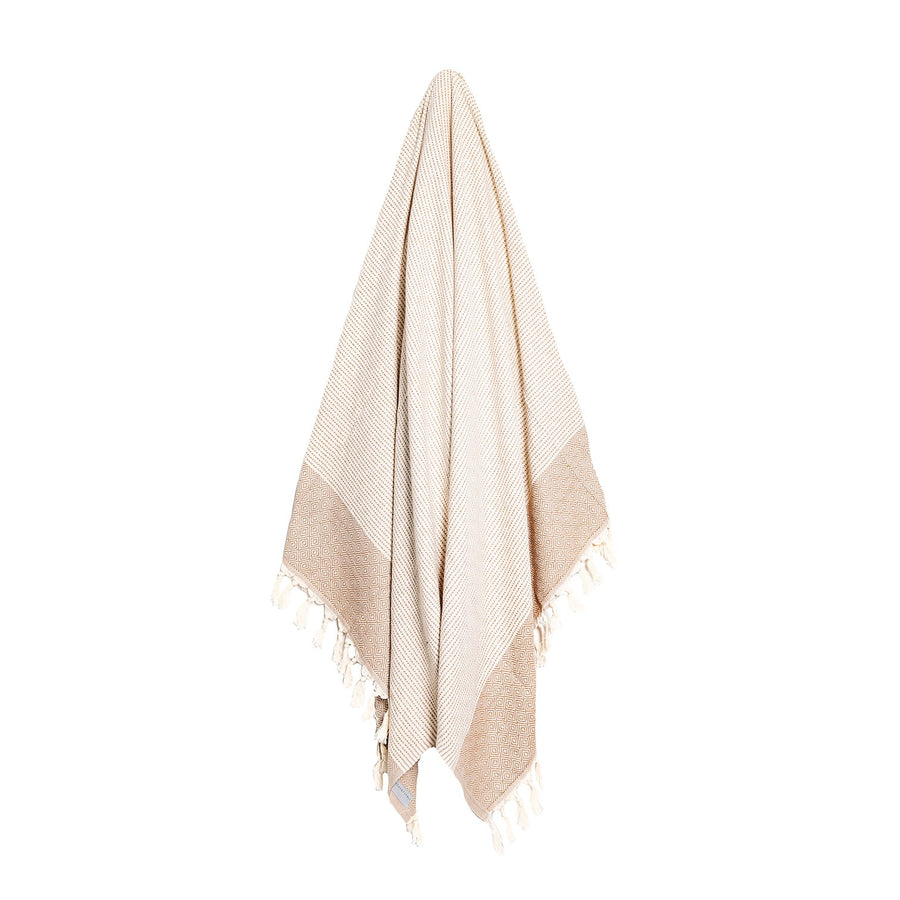 Organic Turkish Repose camel towel hanging