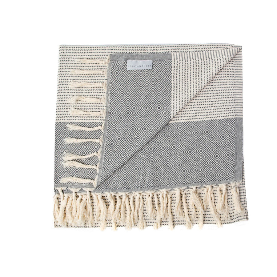 Organic Turkish Repose dark grey towel flat