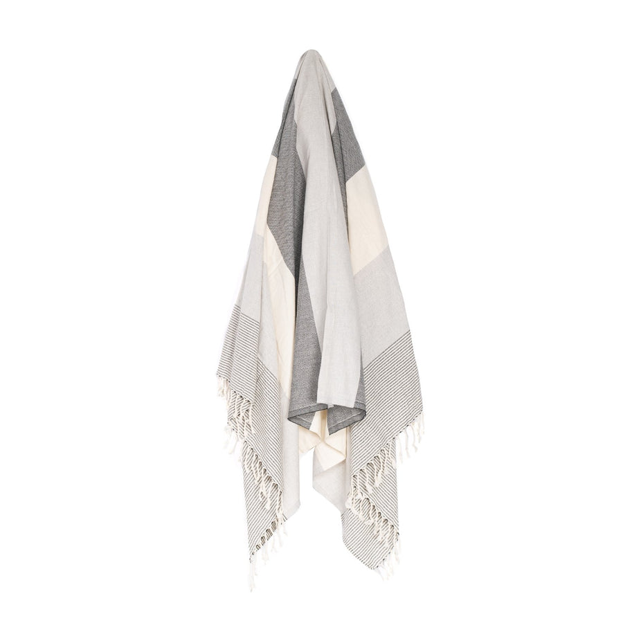 Organic Turkish Rio grey black towel hanging