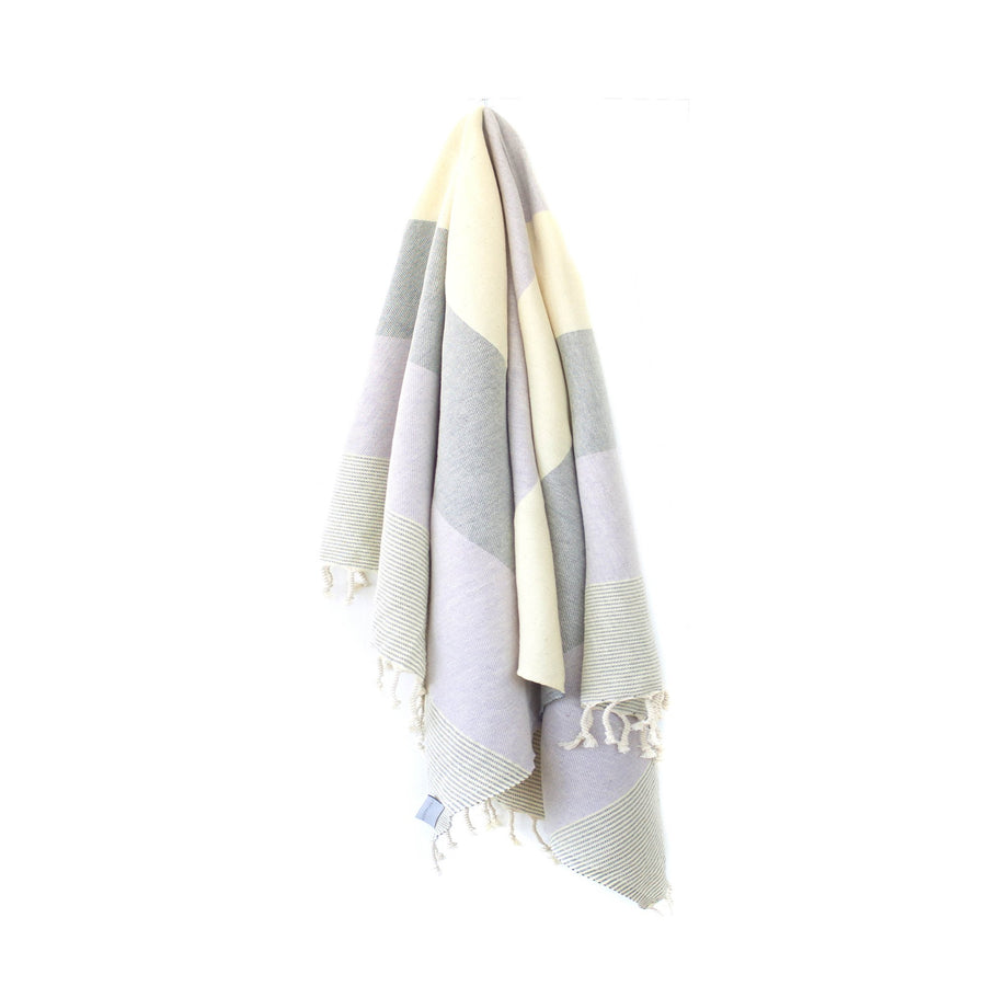 Organic Turkish Rio lilac beige towel hanging