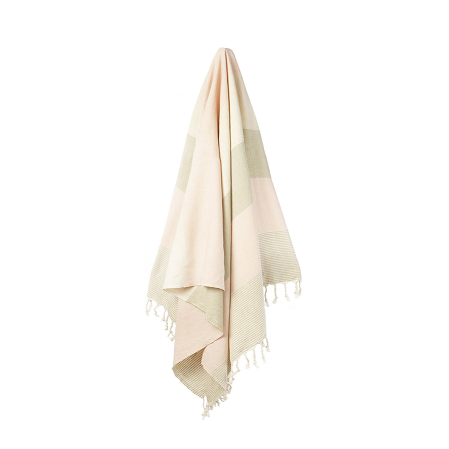 Organic Turkish Rio salmon olive towel hanging