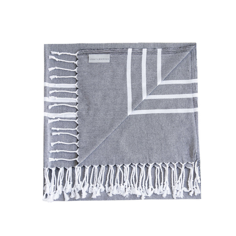 Organic Turkish Riviera black towel flat