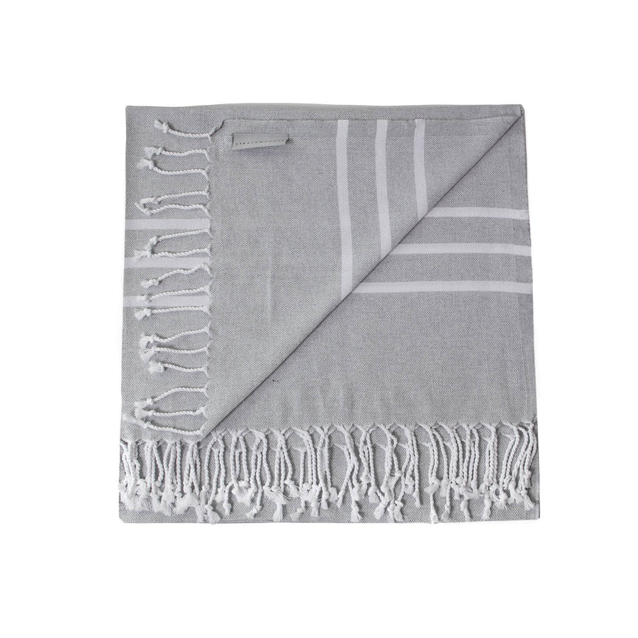 Organic Turkish Riviera light grey towel flat