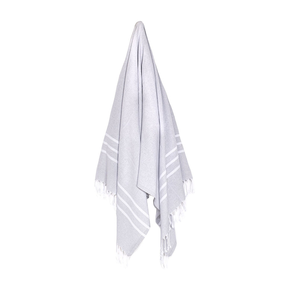 Organic Turkish Riviera light grey towel hanging