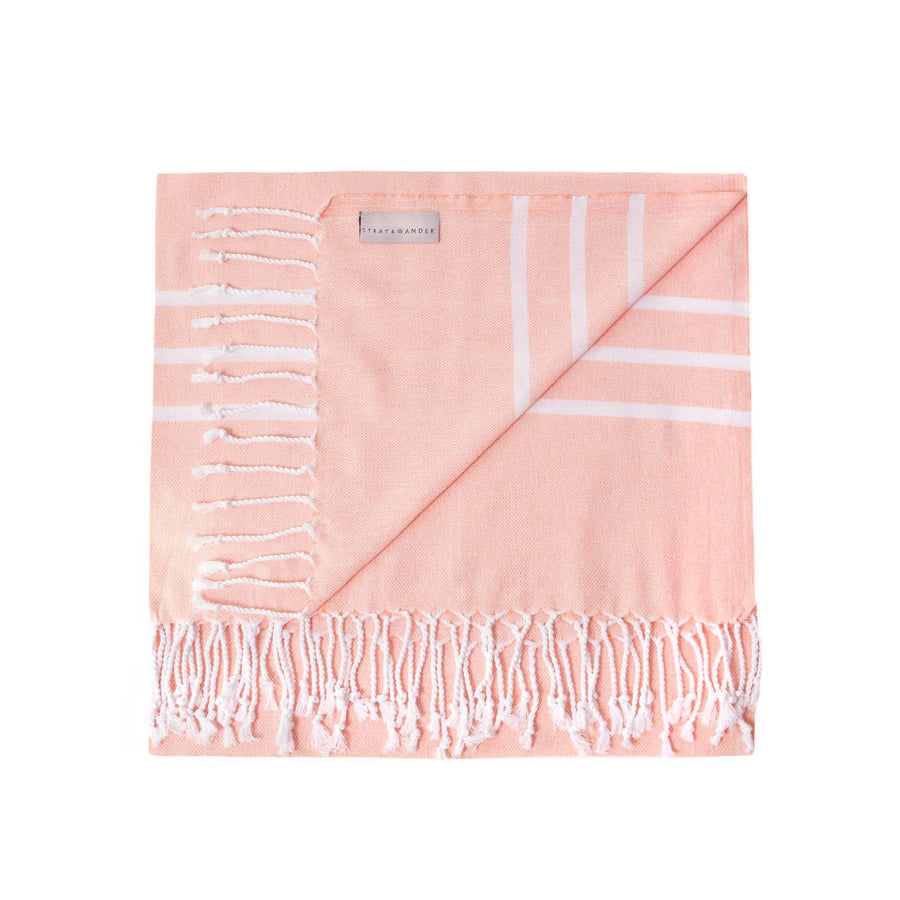 Organic Turkish Riviera salmon towel flat