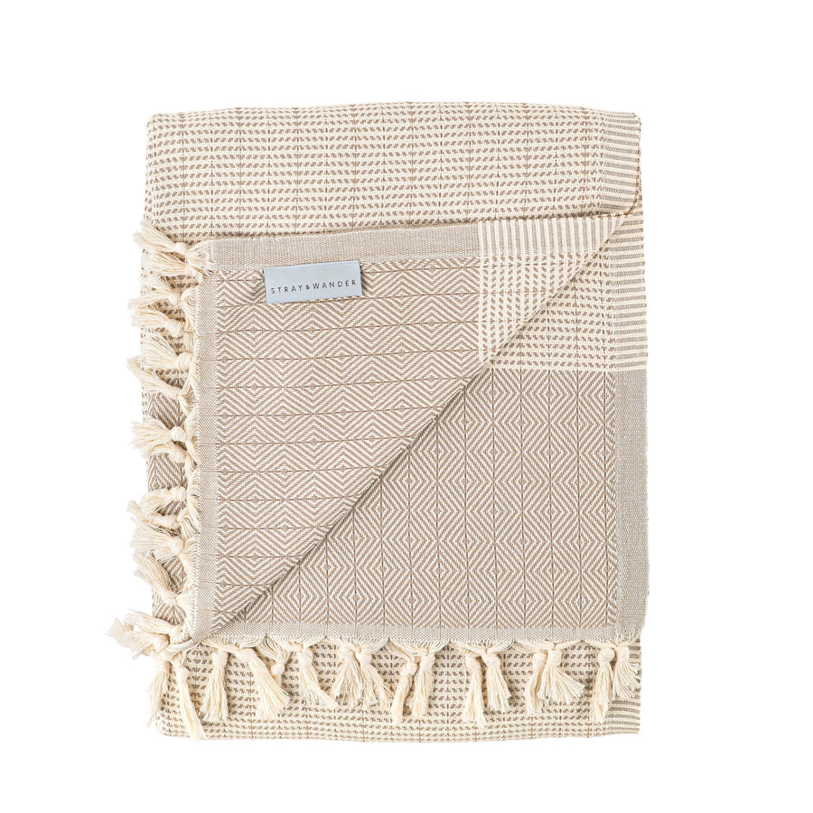 Taupe organic Turkish Repose blanket folded