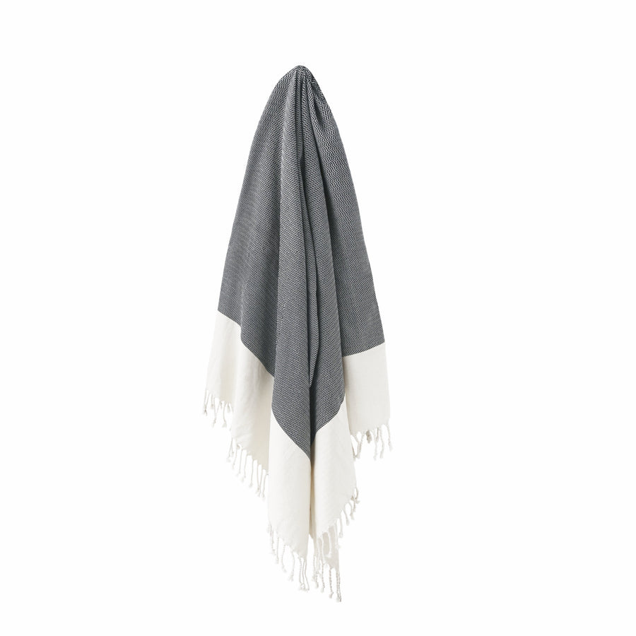Organic Turkish Wavy black towel hanging