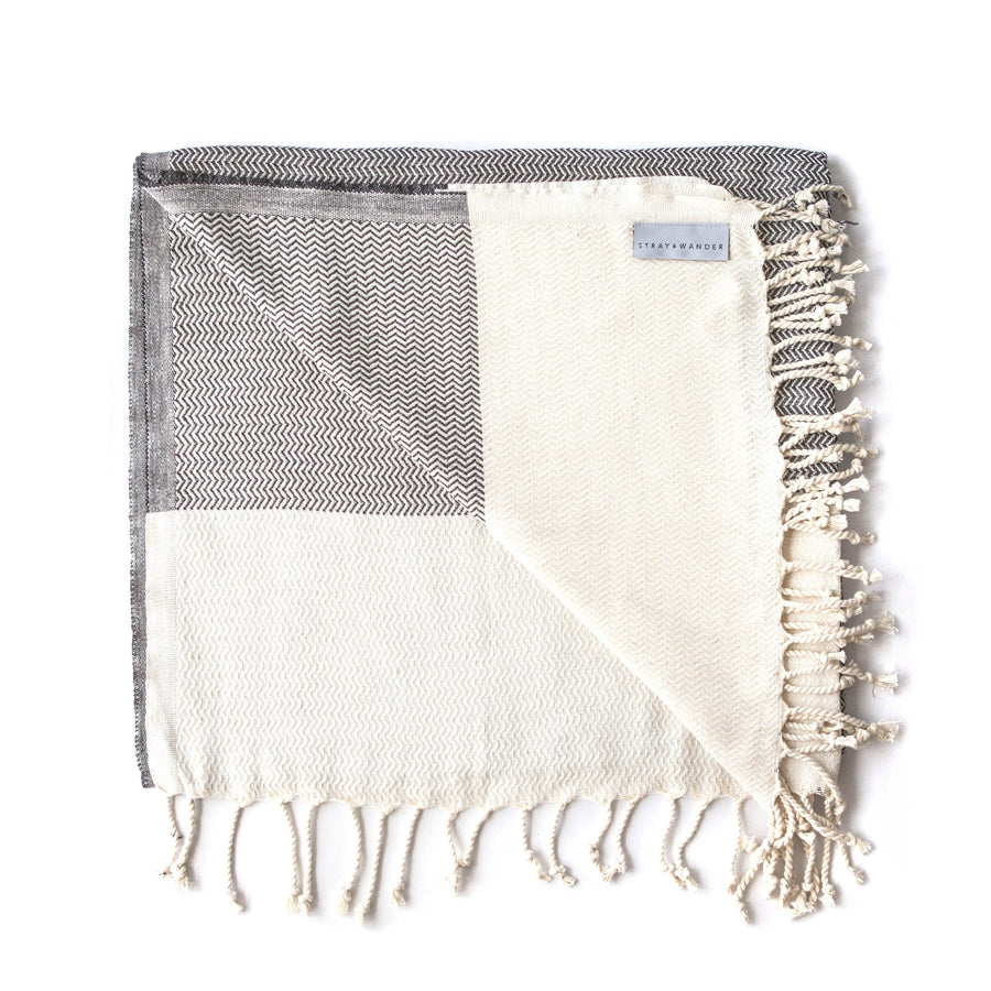 Organic Turkish Wavy grey towel flat