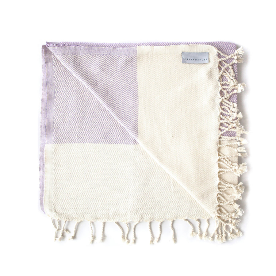 Organic Turkish Wavy lilac towel flat