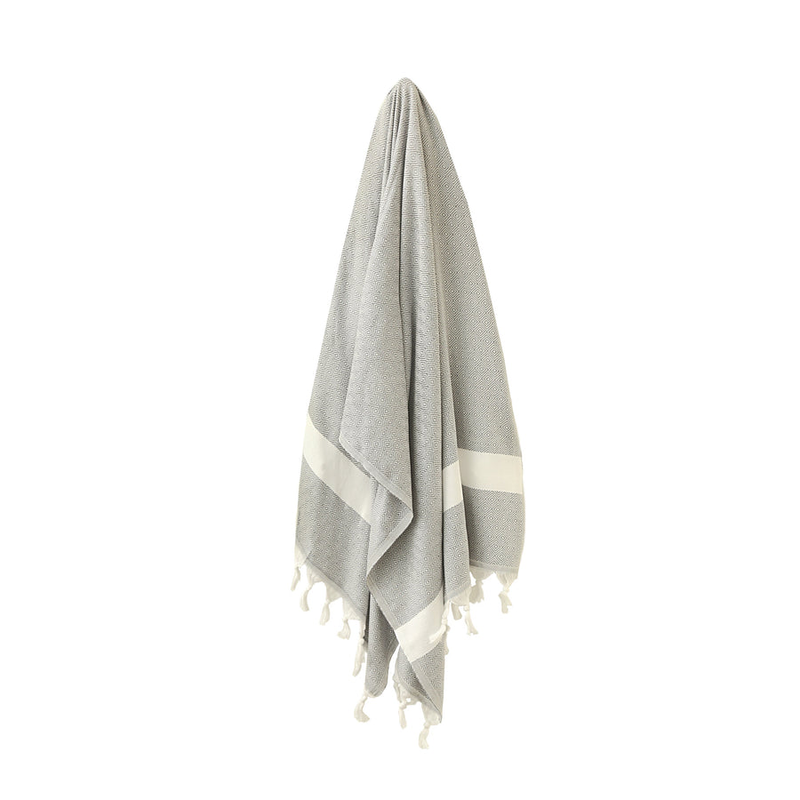 Organic Turkish Yara dark grey towel hanging