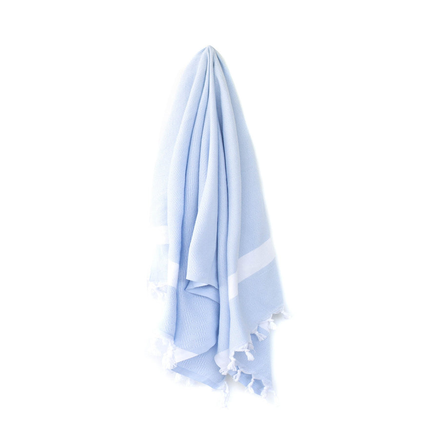 Organic Turkish Yara blue towel hanging