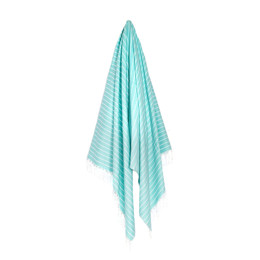 Organic Turkish Aqua turquoise towel hanging