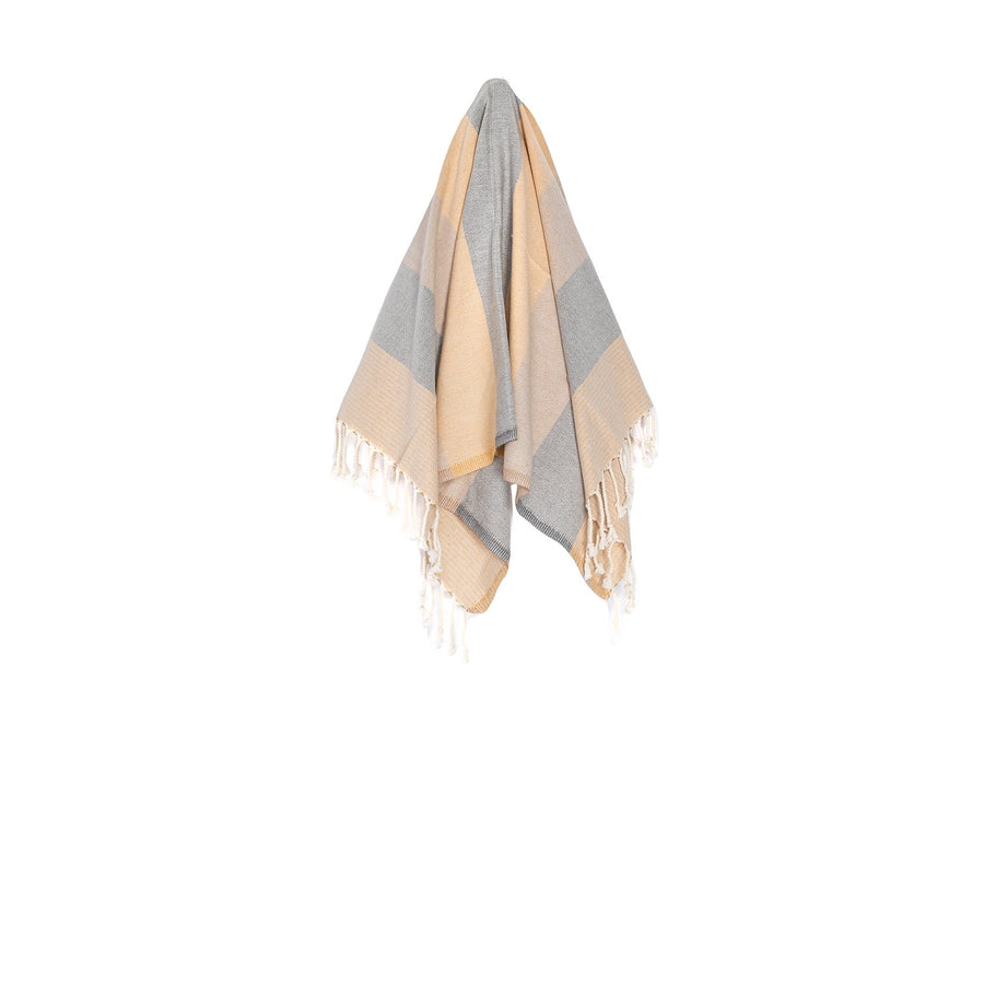 Organic Turkish Rio Small Mustard Brown towel hanging